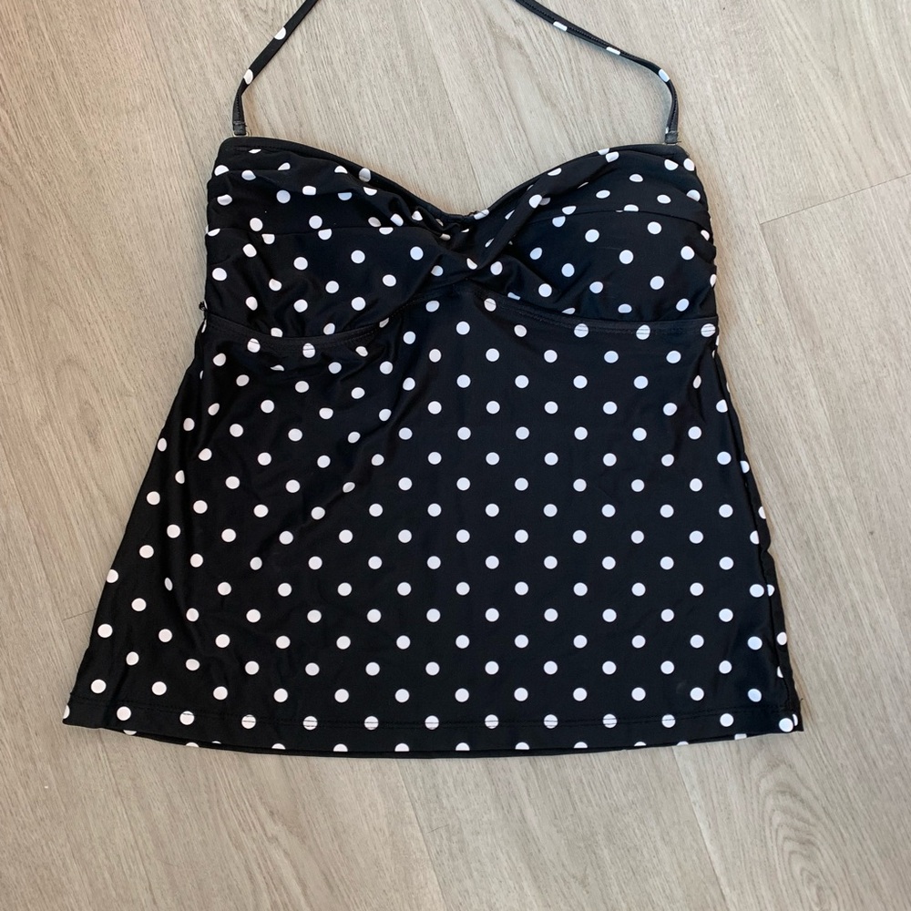 Wesc Black and White Polka Dot Swim Top